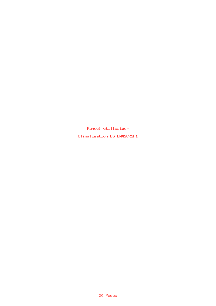 Page 1 de la notice Manuel utilisateur LG LWA2CR2F1