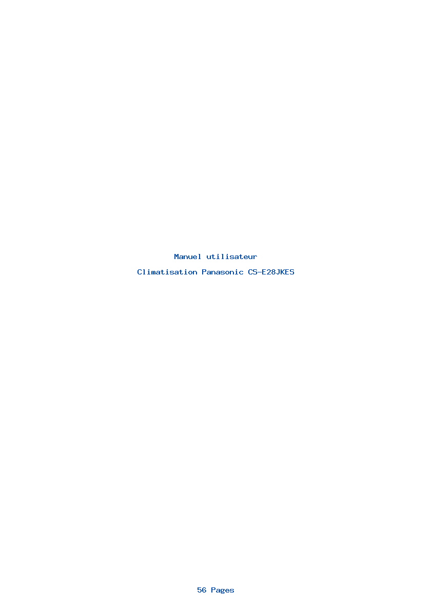 Page 1 de la notice Manuel utilisateur Panasonic CS-E28JKES