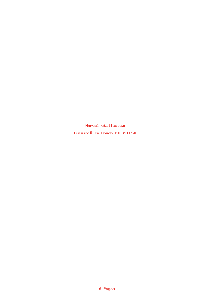 Page 1 de la notice Manuel utilisateur Bosch PIE611T14E