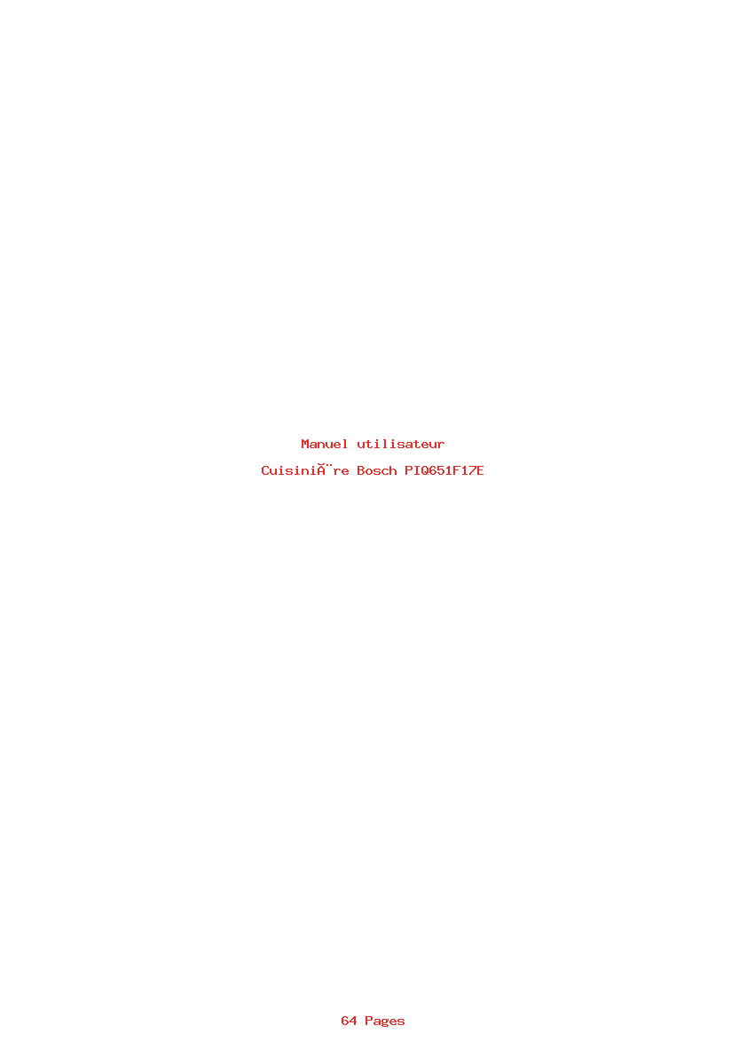 Page 1 de la notice Manuel utilisateur Bosch PIQ651F17E