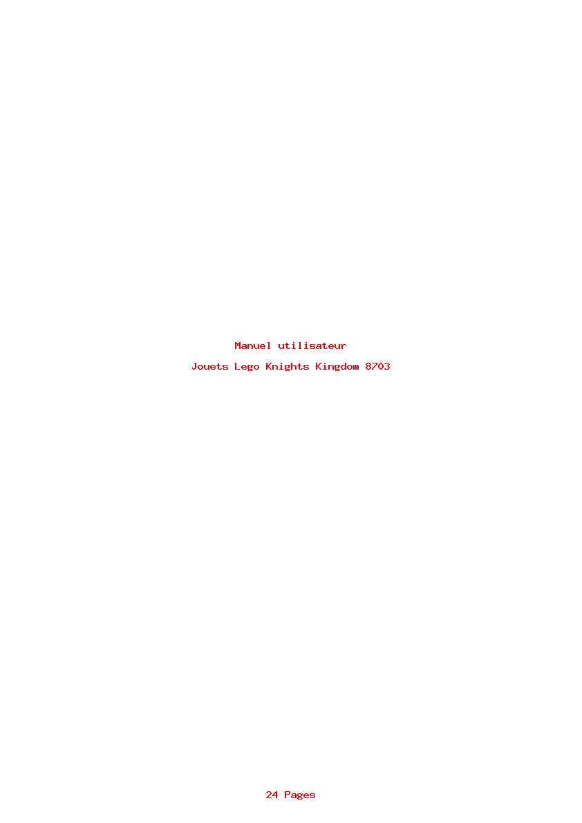 Page 1 de la notice Manuel utilisateur Lego Knights Kingdom 8703