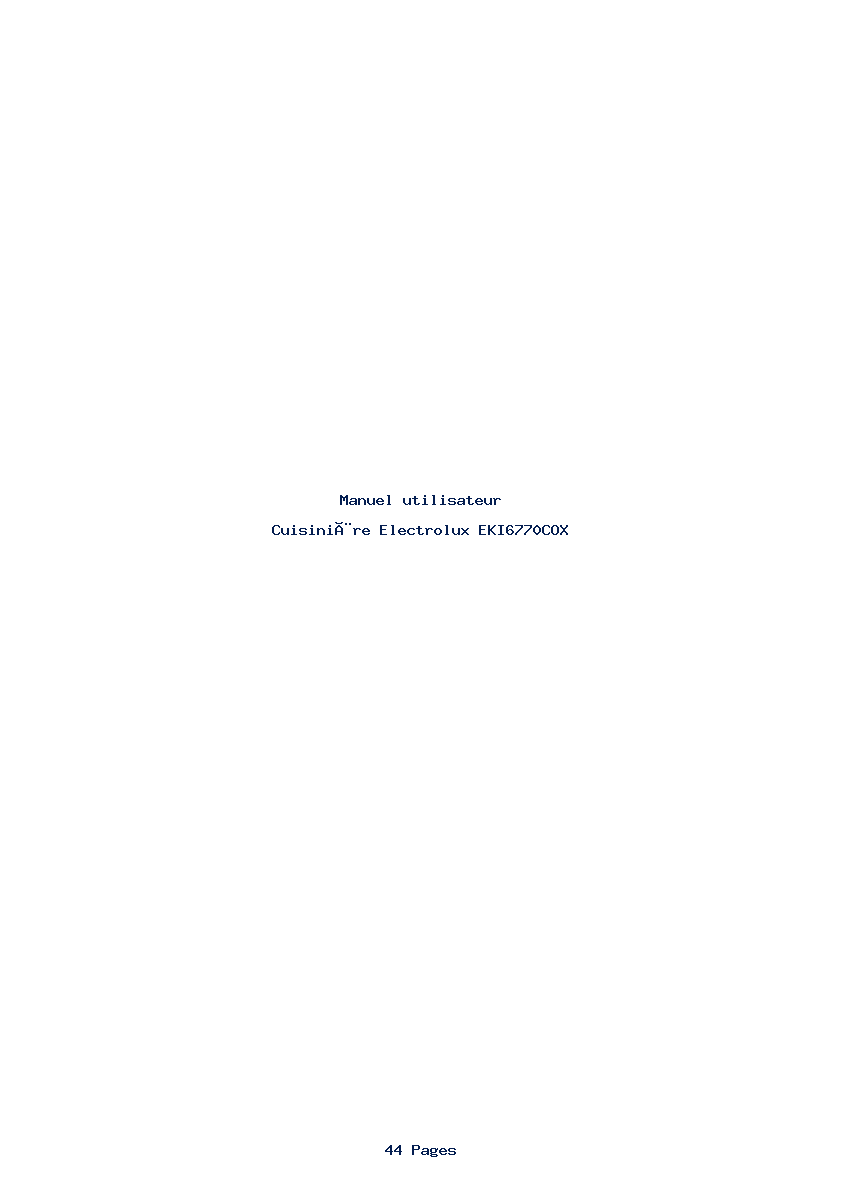 Page 1 de la notice Manuel utilisateur Electrolux EKI6770COX