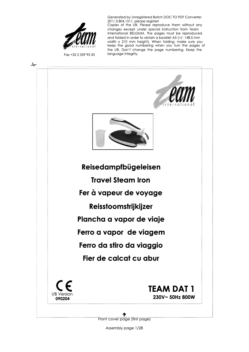 Página 1 del manual Manual de usuario Team DAT 1