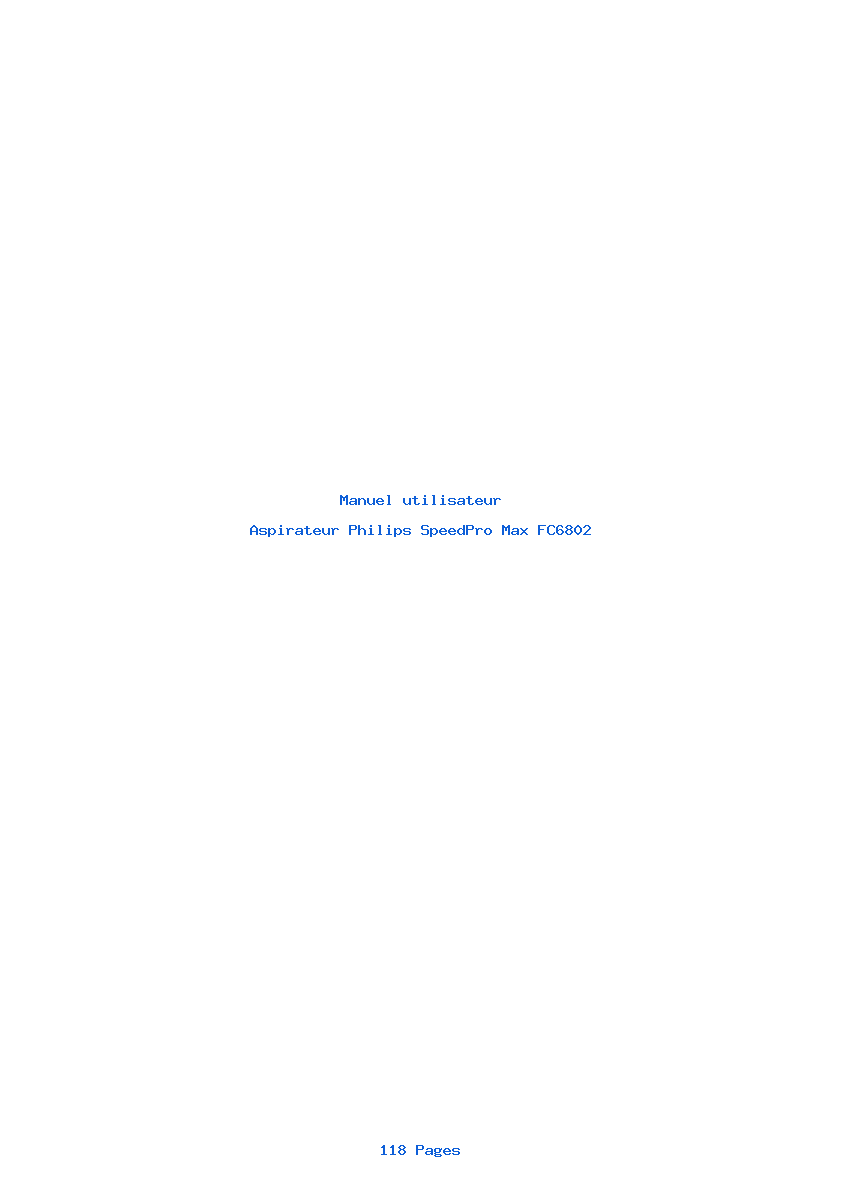 Page 1 de la notice Manuel utilisateur Philips SpeedPro Max FC6802