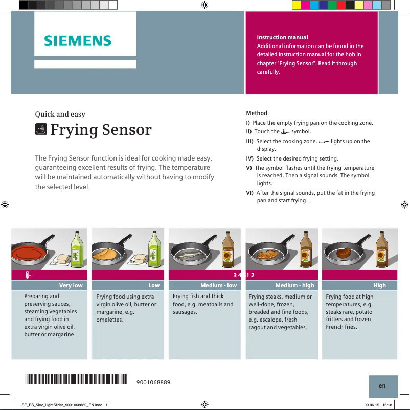 Page 1 de la notice Fiche technique Siemens EX975LVV1E
