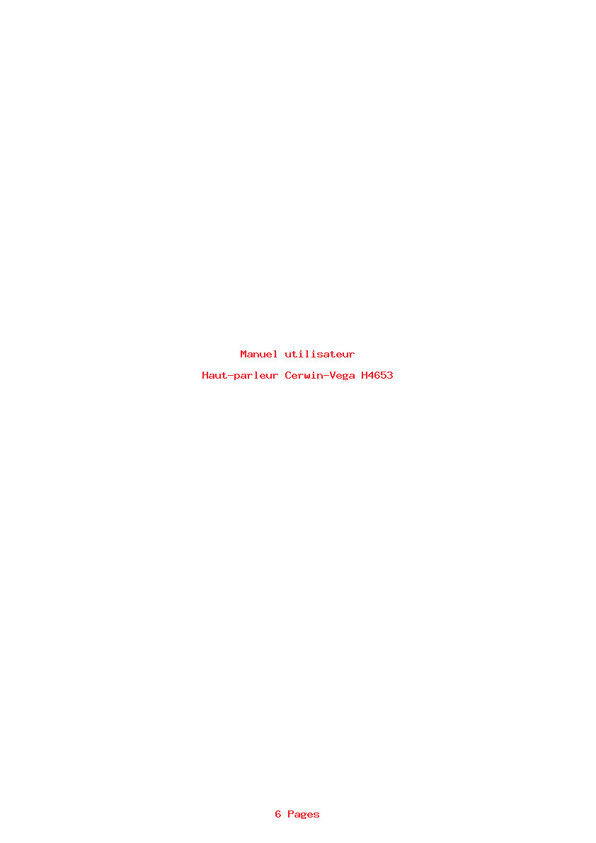 Page 1 de la notice Manuel utilisateur Cerwin-Vega H4653