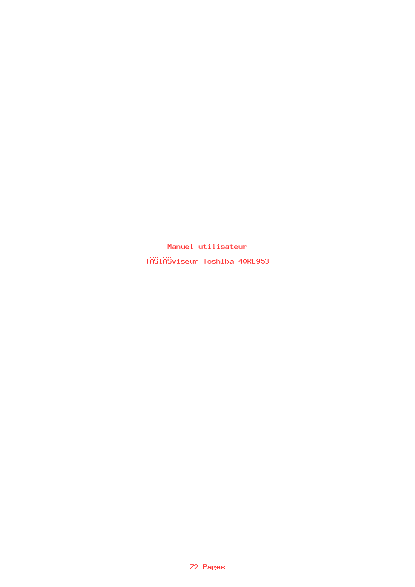 Page 1 de la notice Manuel utilisateur Toshiba 40RL953