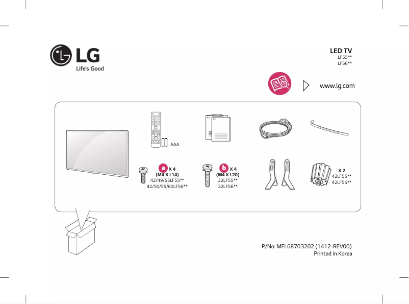 Page 1 de la notice Manuel utilisateur LG 55LF550T