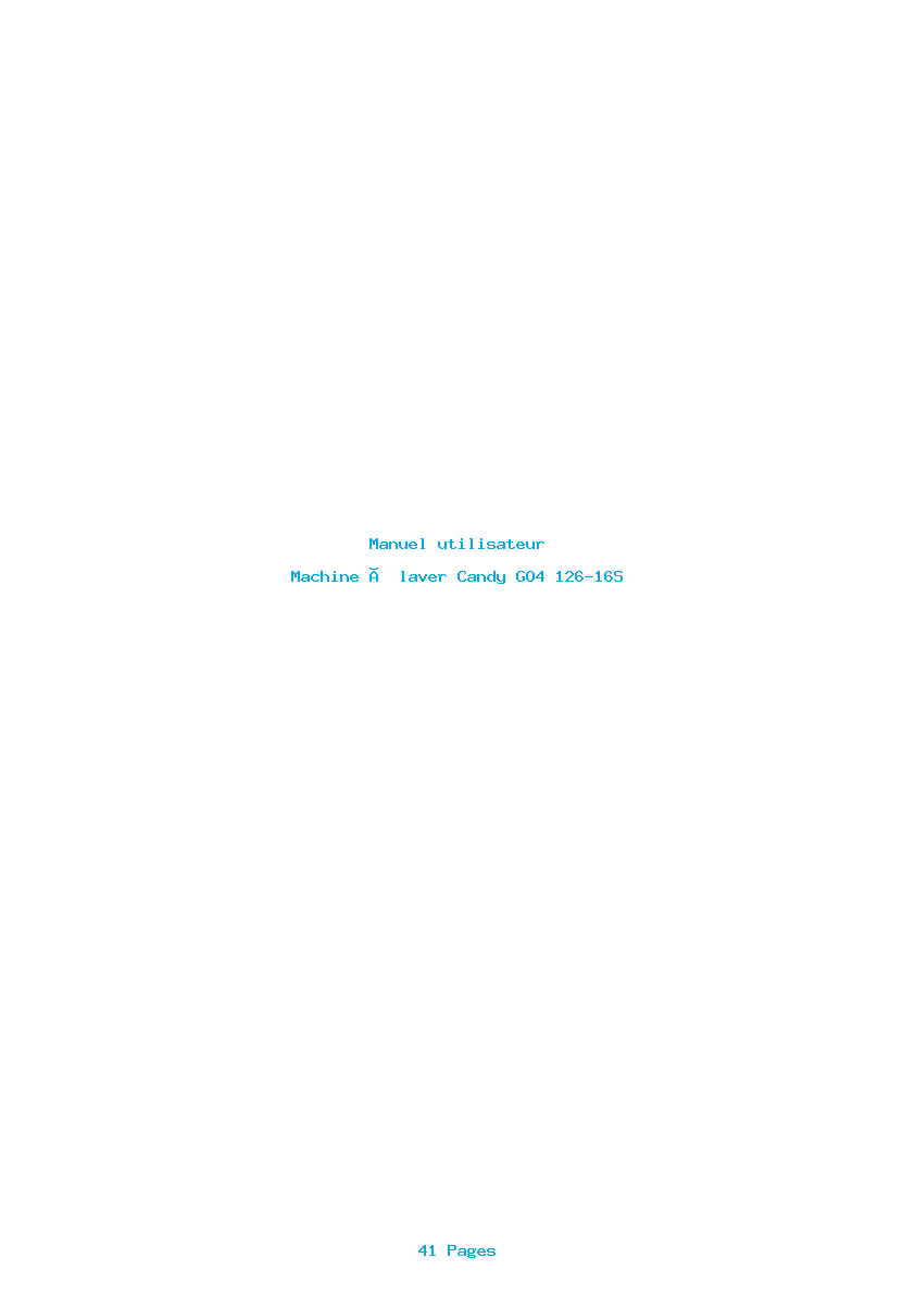 Page 1 de la notice Manuel utilisateur Candy GO4 126-16S