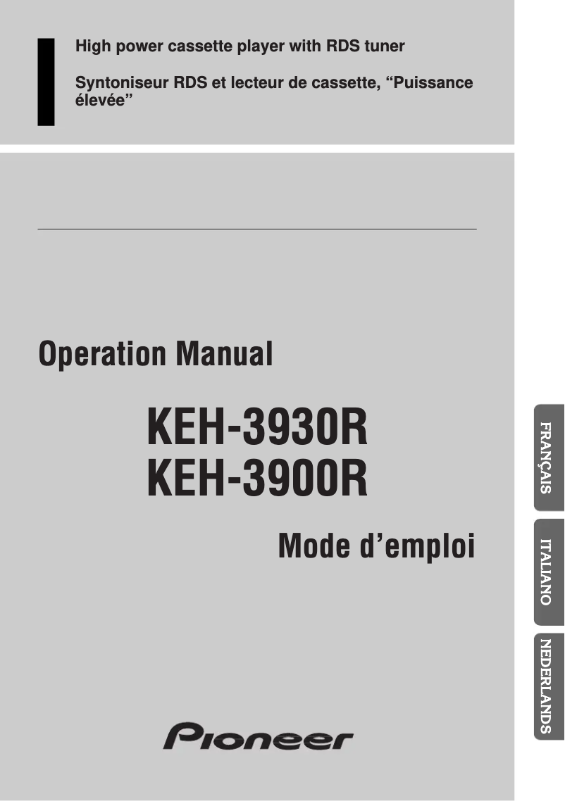 Page 1 de la notice Manuel utilisateur Pioneer KEH-3900R