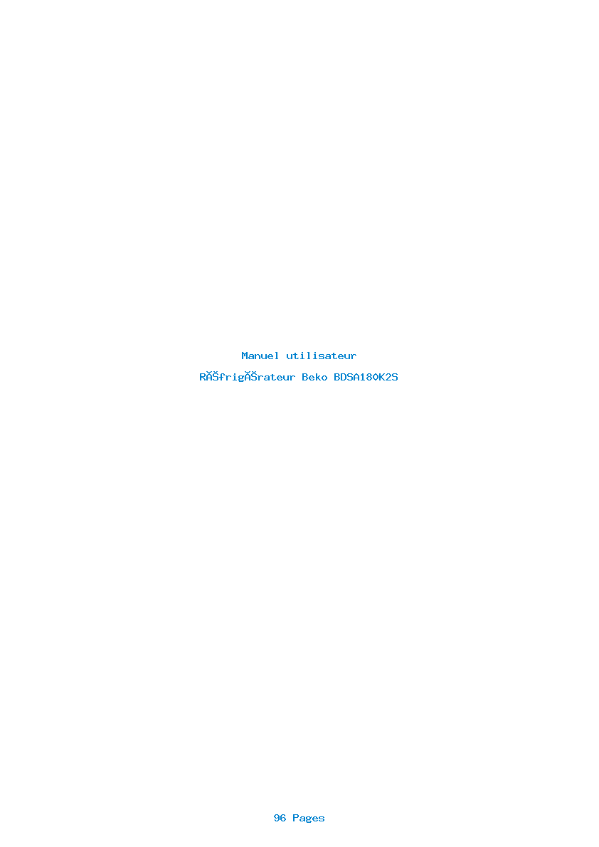Page 1 de la notice Manuel utilisateur Beko BDSA180K2S