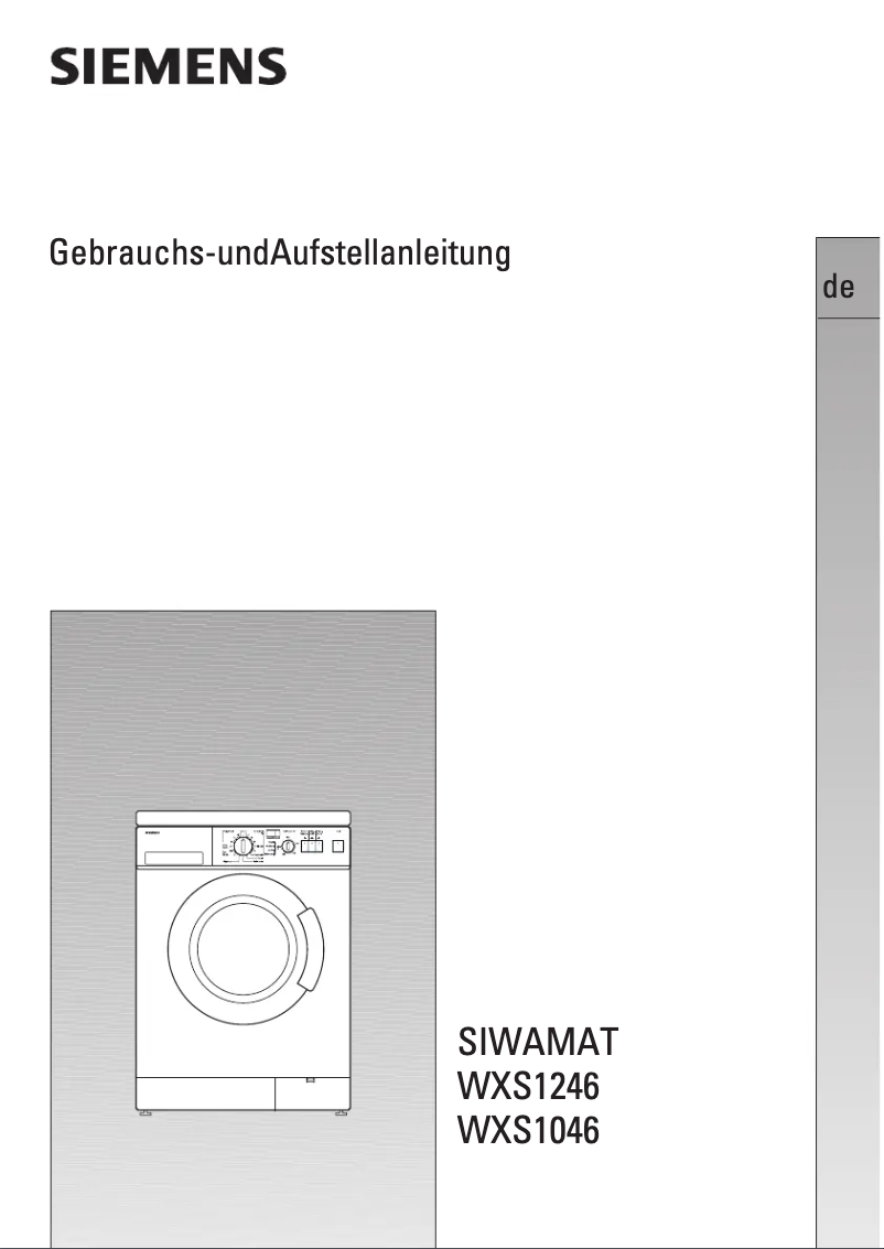 Page 1 de la notice Manuel utilisateur Siemens Siwamat WXS 1040