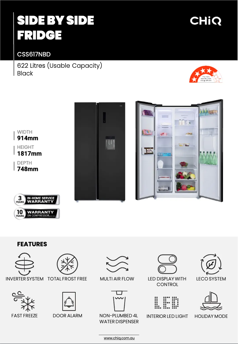 Página 1 del manual Ficha técnica CHiQ CSS617NBD