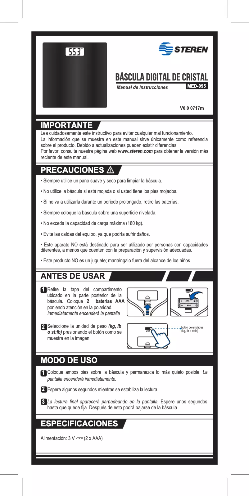 Page 1 de la notice Manuel utilisateur Steren MED-095