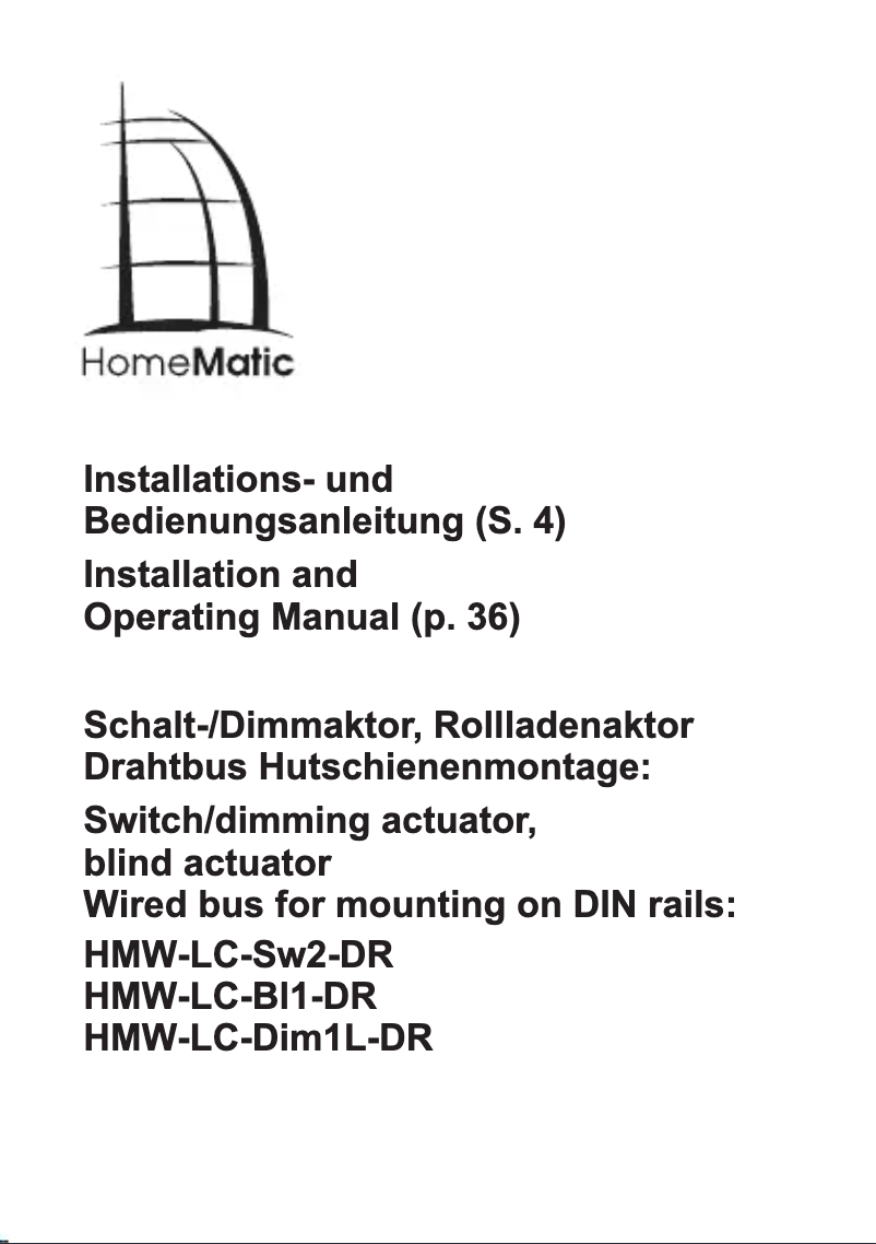 Page 1 of the manual User Manual Homematic IP HMW-LC-DIM1L-DR