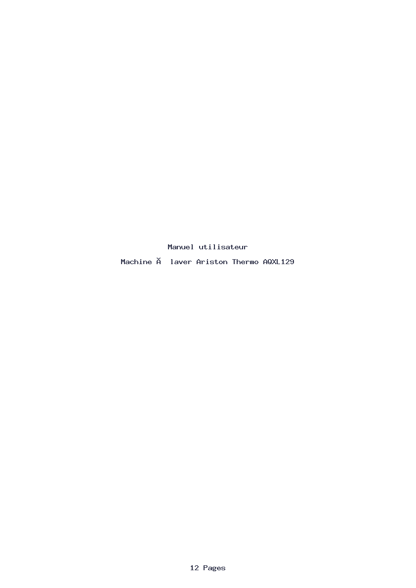 Page 1 de la notice Manuel utilisateur Ariston Thermo AQXL129