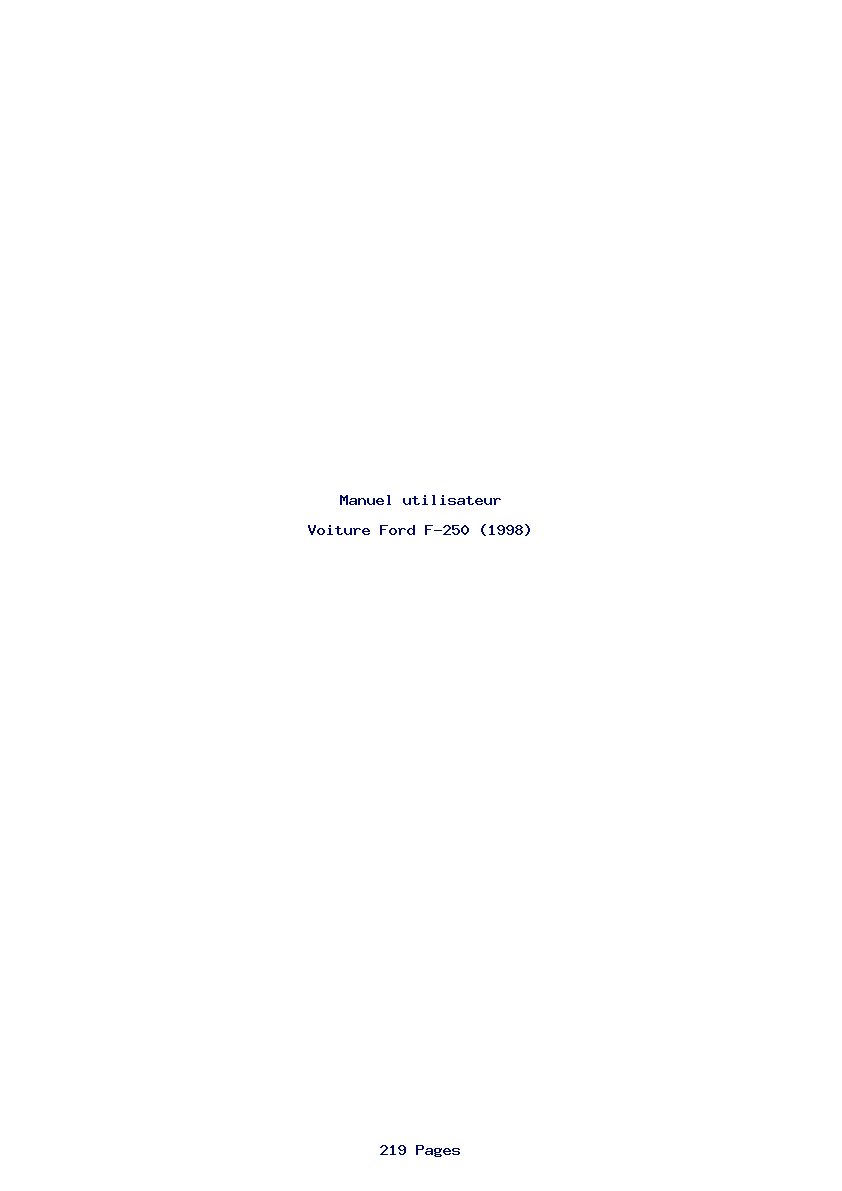 Page 1 de la notice Manuel utilisateur Ford F-250 (1998)