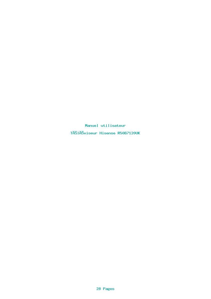 Page 1 de la notice Manuel utilisateur Hisense R50B7120UK