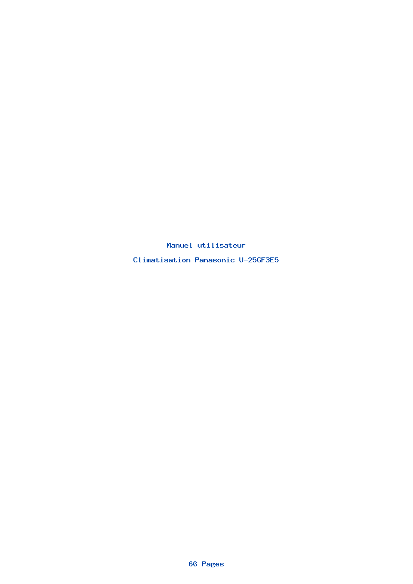 Page 1 de la notice Manuel utilisateur Panasonic U-25GF3E5