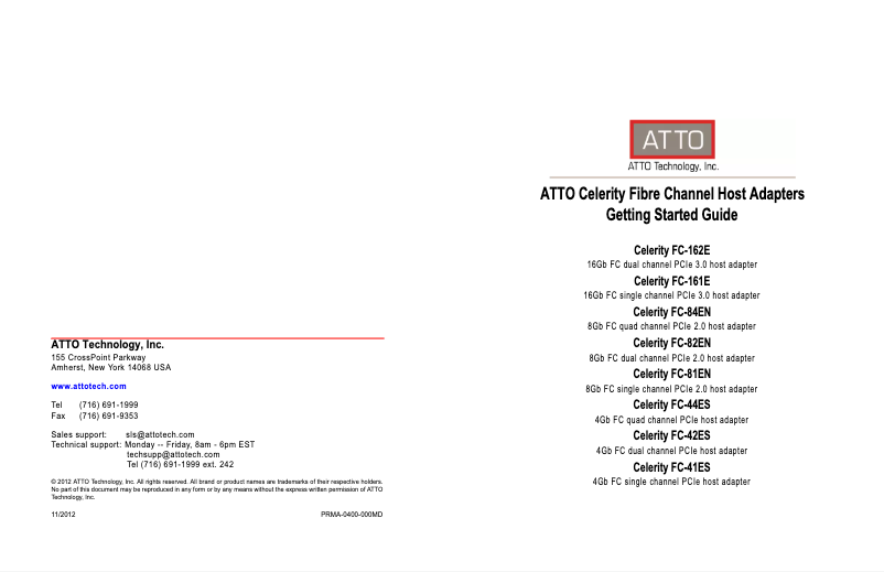 Page 1 of the manual User Manual Atto Celerity FC-161E