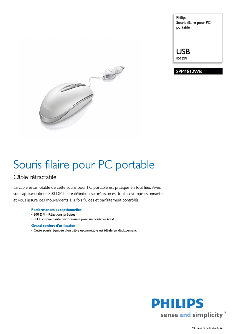 Página 1 del manual Ficha técnica Philips SPM1812