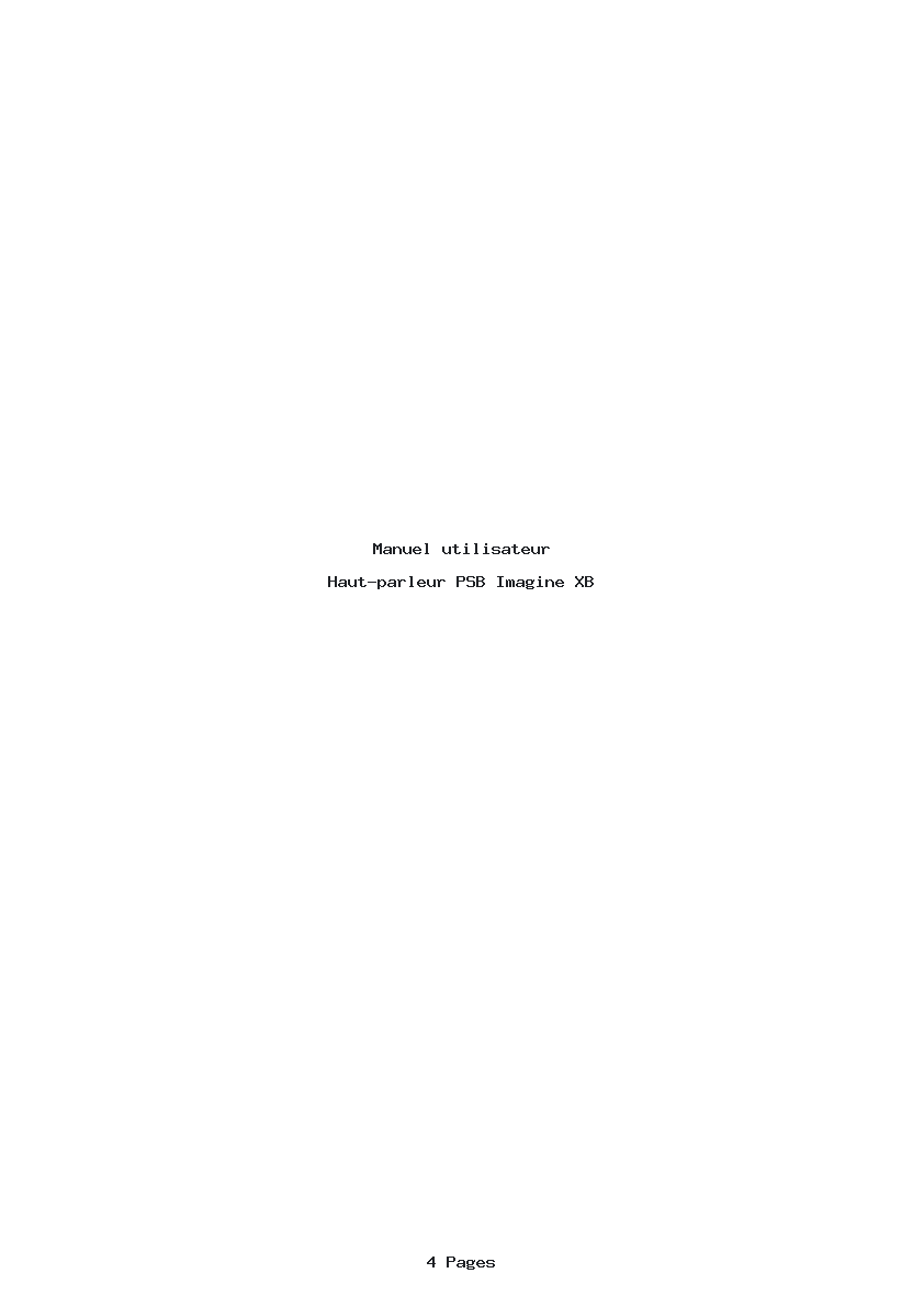 Page 1 de la notice Manuel utilisateur PSB Imagine XB