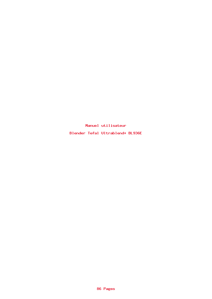 Page 1 de la notice Manuel utilisateur Tefal Ultrablend+ BL936E