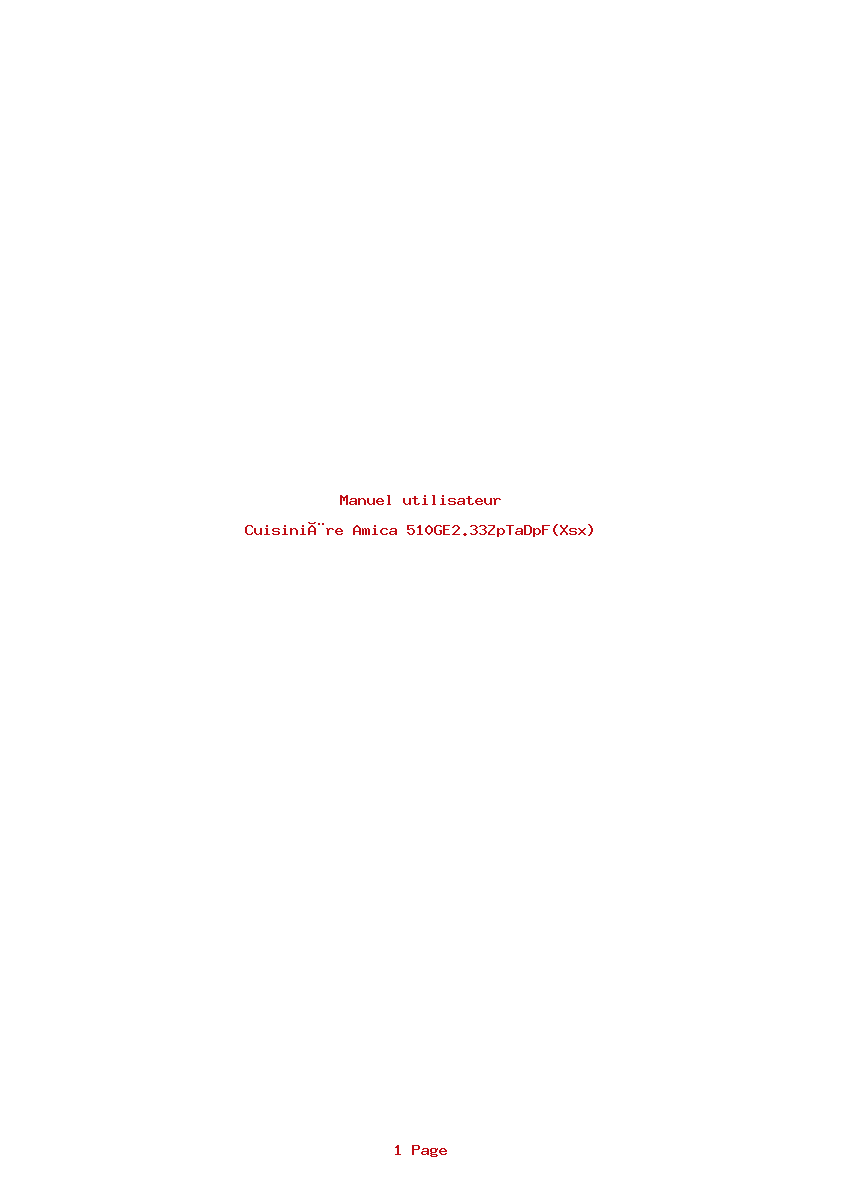 Page 1 de la notice Manuel utilisateur Amica 510GE2.33ZpTaDpF(Xsx)