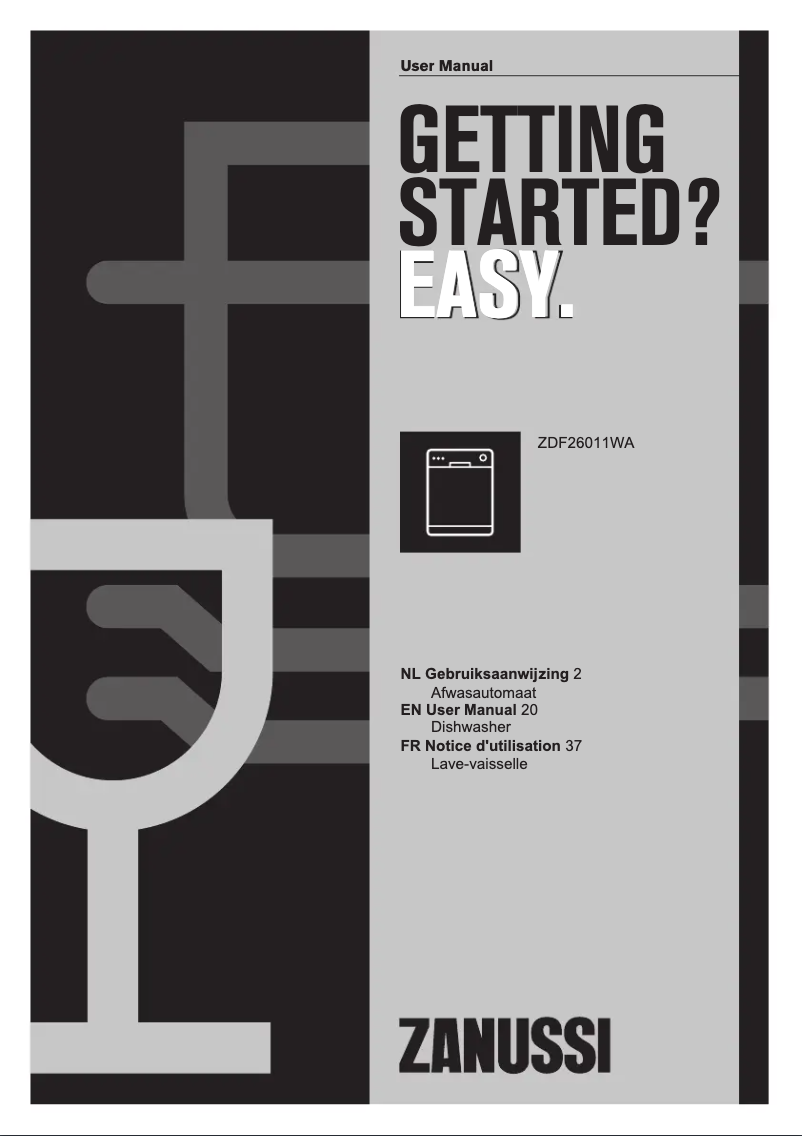 Page 1 de la notice Manuel utilisateur Zanussi ZDF26011WA