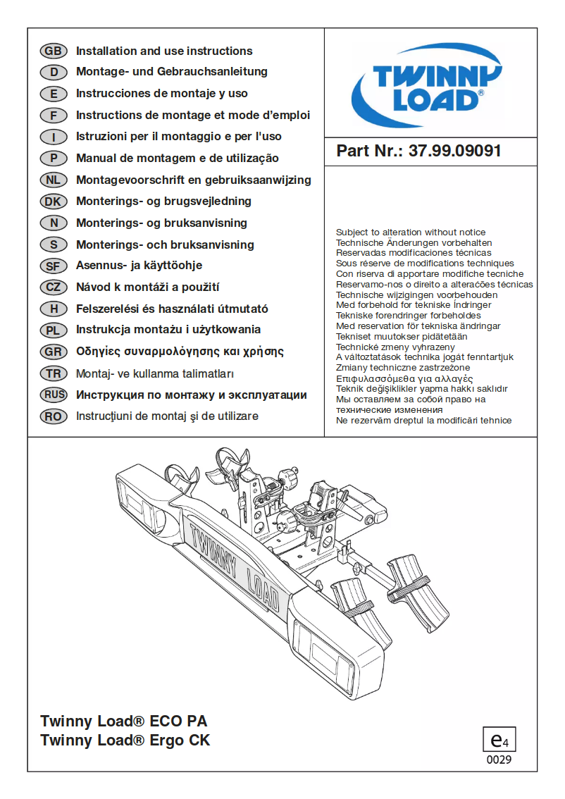 Page 1 de la notice Manuel utilisateur Twinny Load Ergo CK