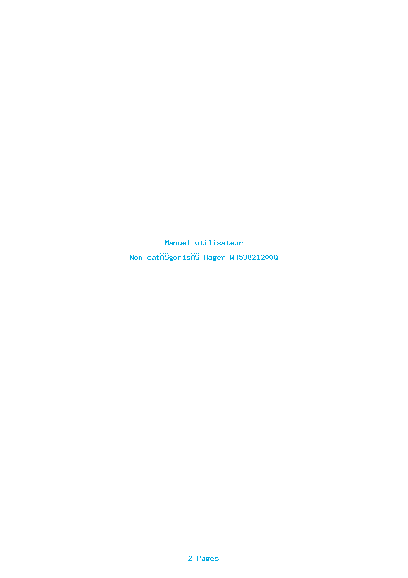 Page 1 de la notice Manuel utilisateur Hager WH53821200Q