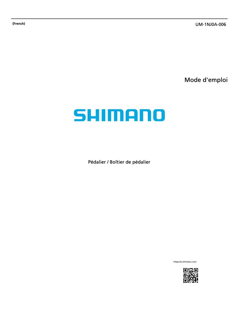 Page 1 de la notice Manuel utilisateur Shimano FC-R8000