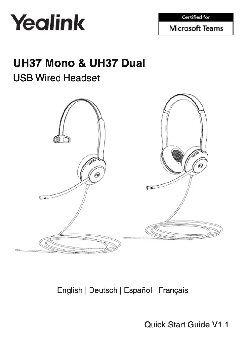 Page 1 de la notice Manuel utilisateur Yealink UH37