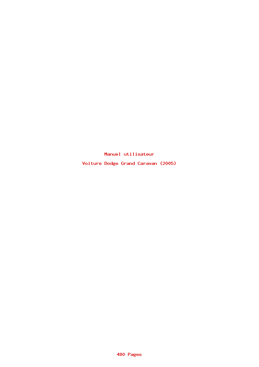 Page 1 de la notice Manuel utilisateur Dodge Grand Caravan (2005)