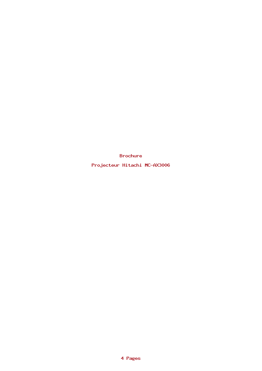 Page 1 de la notice Brochure Hitachi MC-AX3006