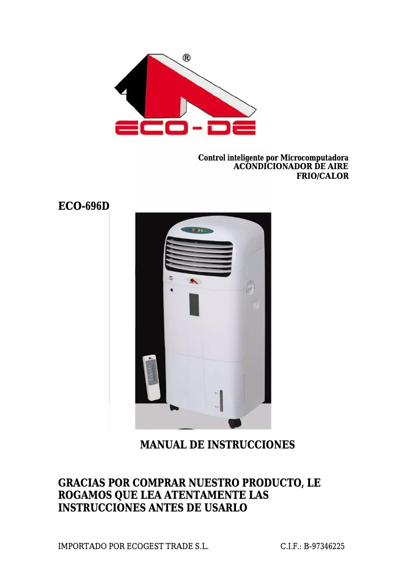 Page 1 de la notice Manuel utilisateur Eco-De ECO-696D