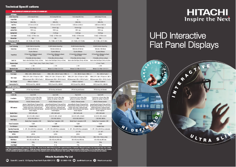 Page 1 de la notice Brochure Hitachi HILS86205
