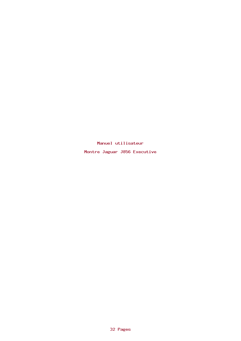 Page 1 de la notice Manuel utilisateur Jaguar J856 Executive