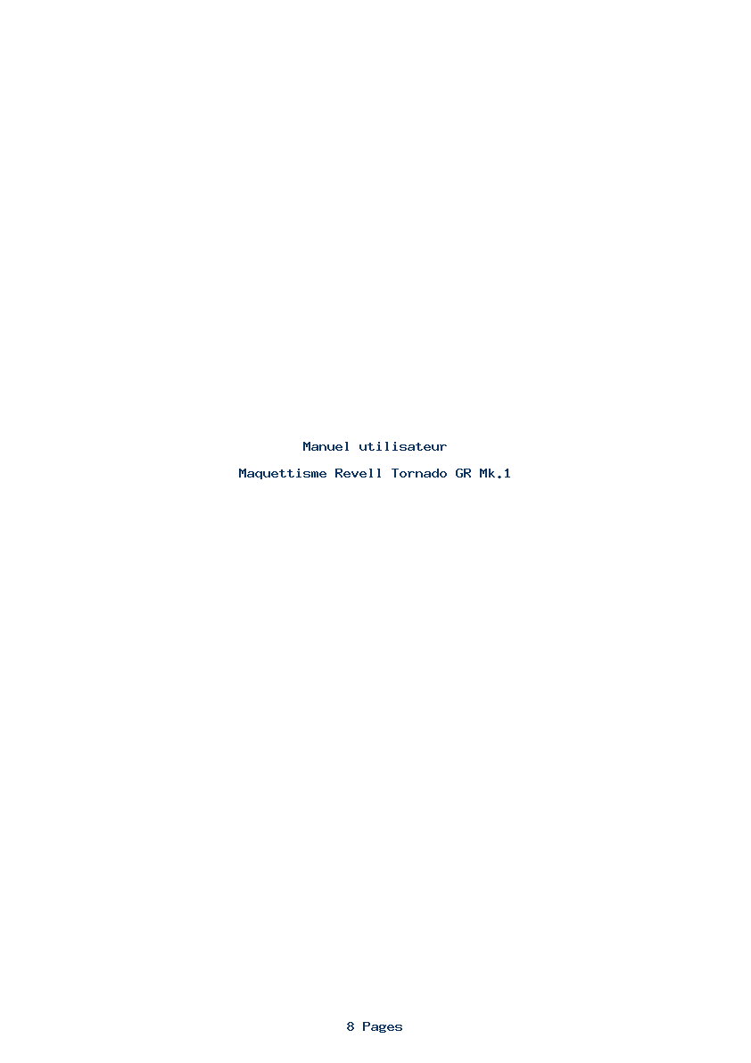 Page 1 de la notice Manuel utilisateur Revell Tornado GR Mk.1