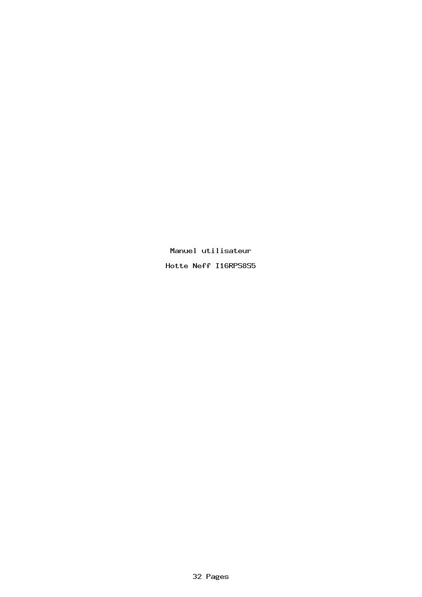 Page 1 de la notice Manuel utilisateur Neff I16RPS8S5