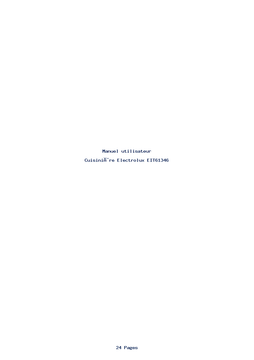Page 1 de la notice Manuel utilisateur Electrolux EIT61346