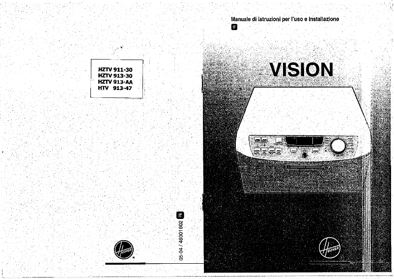 Page 1 de la notice Manuel utilisateur Zerowatt-Hoover Vision HZTV 913