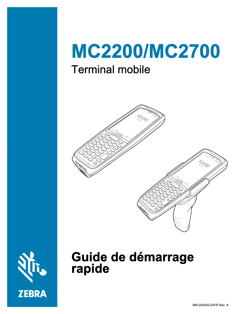 Page 1 de la notice Guide de démarrage rapide Zebra MC2200