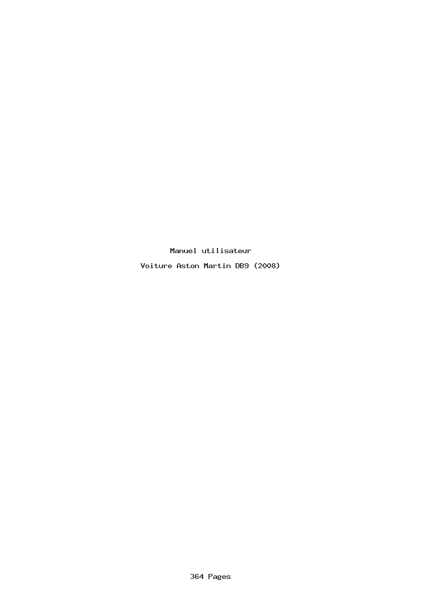 Page 1 de la notice Manuel utilisateur Aston Martin DB9 (2008)