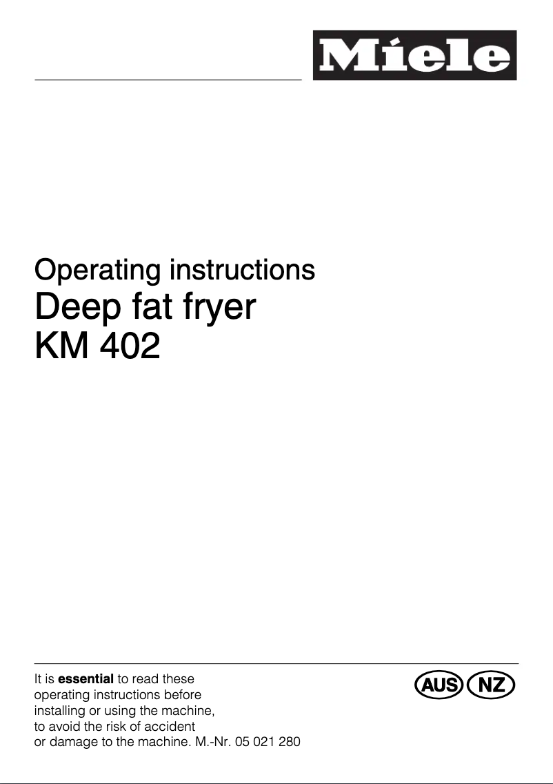 Page 1 de la notice Manuel utilisateur Miele KM 402