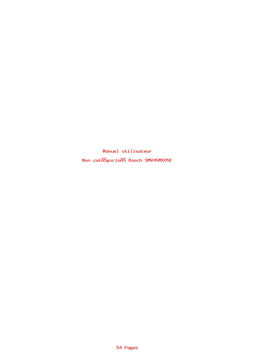 Page 1 de la notice Manuel utilisateur Bosch SMV45MX05E
