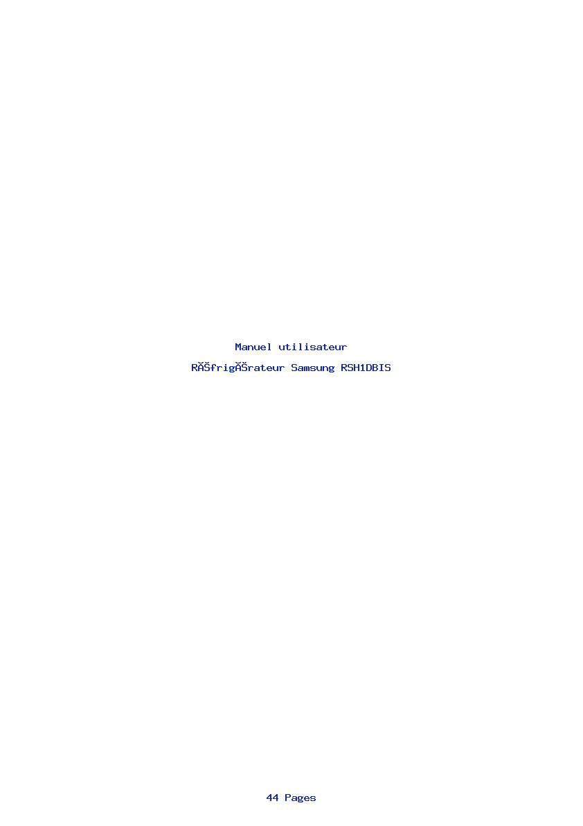 Page 1 de la notice Manuel utilisateur Samsung RSH1DBIS