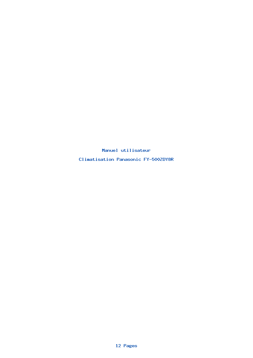 Page 1 de la notice Manuel utilisateur Panasonic FY-500ZDY8R