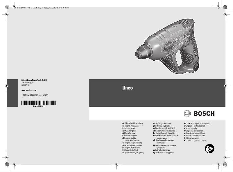 Page 1 de la notice Manuel utilisateur Bosch UNEO