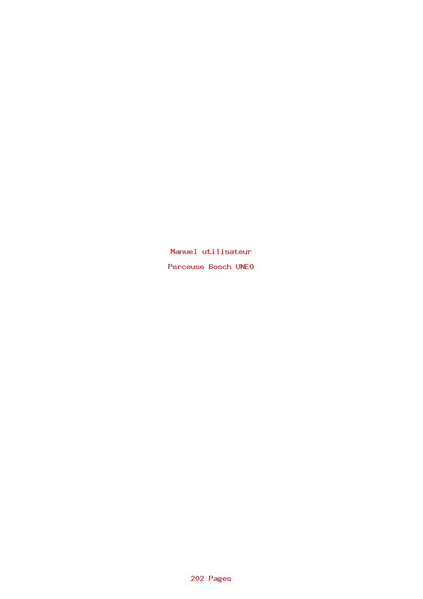 Page 1 de la notice Manuel utilisateur Bosch UNEO